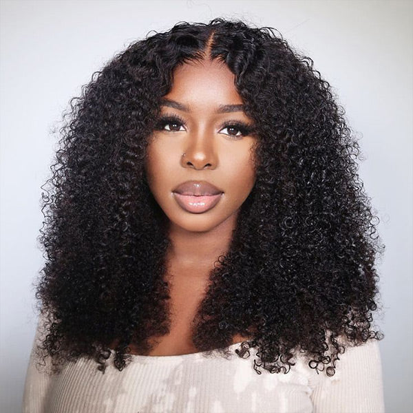 OQ HAIR Afro Curly Wear Go Glueless Wig Pre-cut 7x5 HD Lace With Bleached Knots