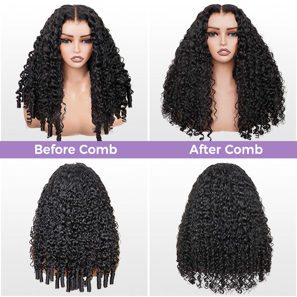 OQ HAIR Burmese Curly Glueless Wigs Elastic Drawstring Snug Fit Wear Go Wigs With Finger Coils Ends