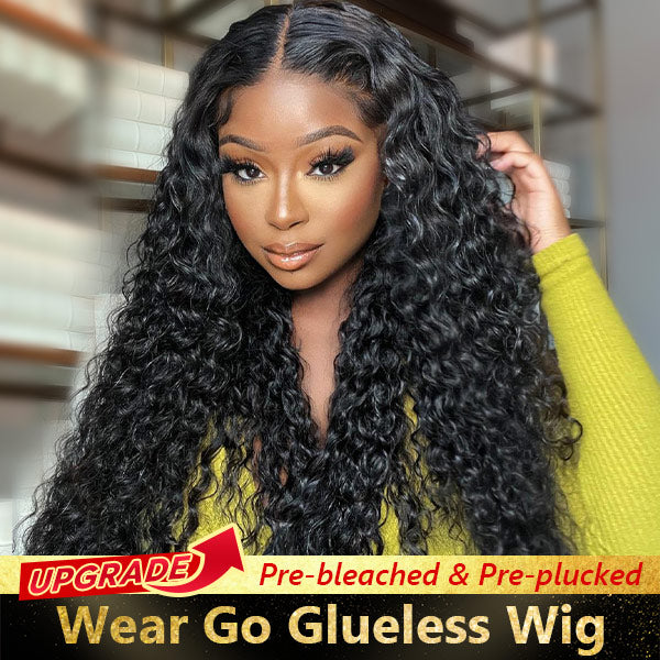 OQHAIR Water Wave Pre-Bleached Knots Wear Go Wigs 4x6 HD Lace 100% Glueless  Pre-cut Lace Closure Wigs Preplucked Natural Hairline