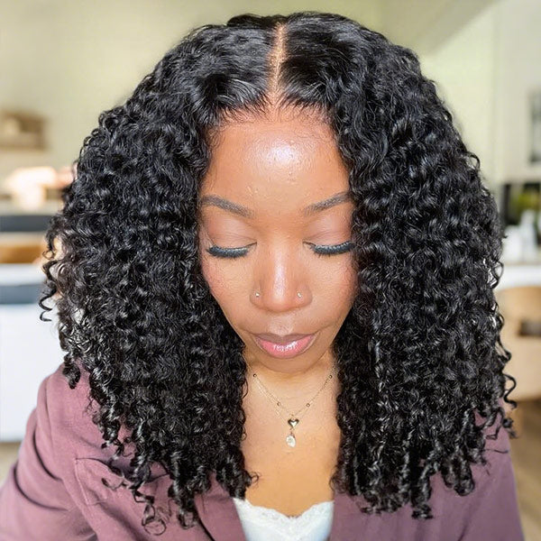 OQ HAIR Burmese Curly Glueless Wigs Elastic Drawstring Snug Fit Wear Go Wigs With Finger Coils Ends