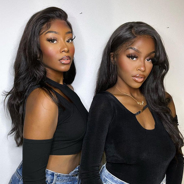 Body Wave Pre Bleached Glueless Wigs Black Human Hair