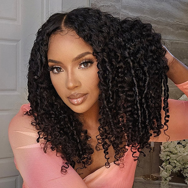 OQ HAIR Burmese Curly Glueless Wigs Elastic Drawstring Snug Fit Wear Go Wigs With Finger Coils Ends