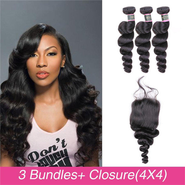 Loose Wave Virgin Hair 3 Bundle Deals with Closure | OQ HAIR  display picture 1