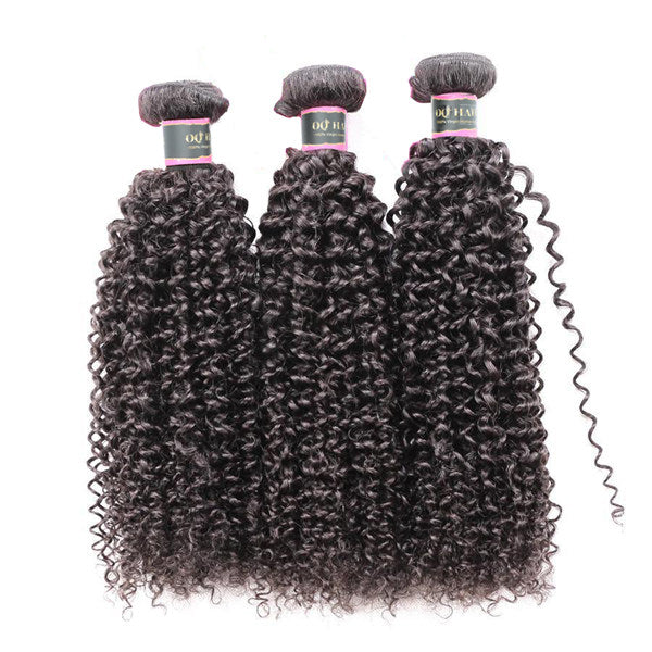 Kinky Curly Virgin Human Hair 3 Bundles With 4x4 Lace Closure