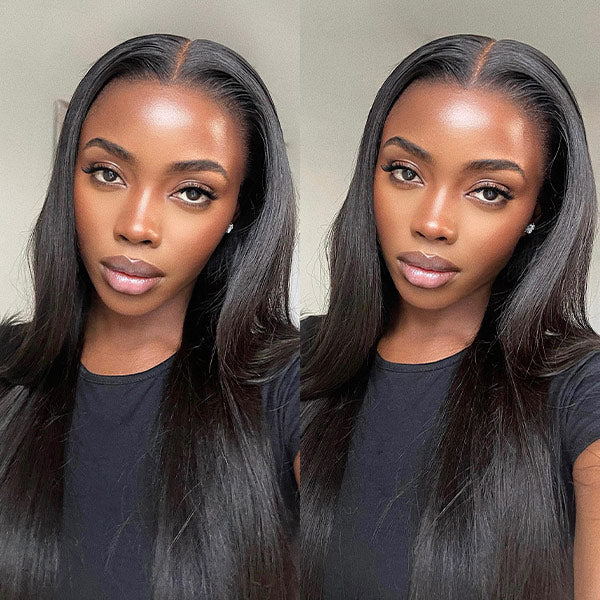 OQHAIR Straight Pre-Bleached Knots Elastic Drawstring Wear Go Glueless Wigs Pre Cut Lace 7x5 HD Lace Closure Wigs