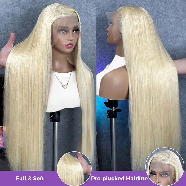 613 Blonde Straight Human Hair Lace Front Wigs 13x4 Invisible Skin Melt Lace Closure Wigs with Baby Hair