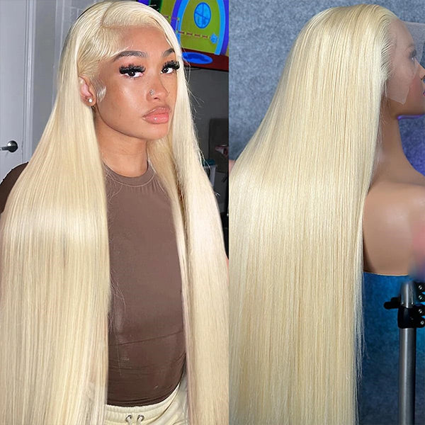 613 Blonde Straight Human Hair Lace Front Wigs 13x4 Invisible Skin Melt Lace Closure Wigs with Baby Hair