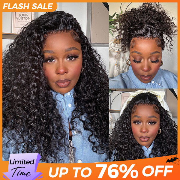 OQ HAIR Water Wave Invisi-Drawstring Flexible Fit 360 Lace Frontal Glueless Wig With Bleached Knots