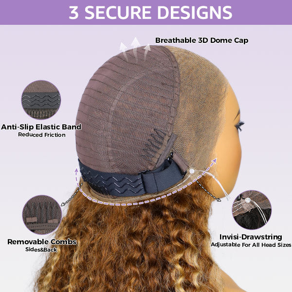 OQ HAIR Water Wave Highlight Ombre 4/27 Wear Go Glueless Wig Pre-cut 360 Lace Frontal Wig