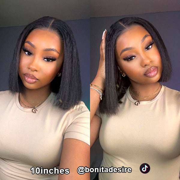 Wear Go Glueless Wigs Yaki Straight 4x6 HD Lace Front Bob Wigs