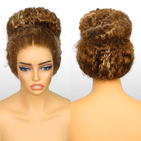 OQ HAIR Water Wave Highlight Ombre 4/27 Wear Go Glueless Wig Pre-cut 360 Lace Frontal Wig