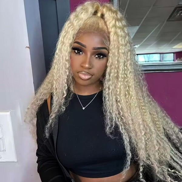 Deep Wave 613 Blonde Human Hair Lace Front Wigs Preplucked OQ