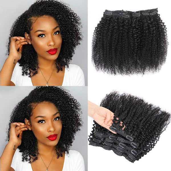 Kinky Curly Clip-In Human Hair Extensions Kinky Curly Seamless Clip In Human Hair Extensions main image 4
