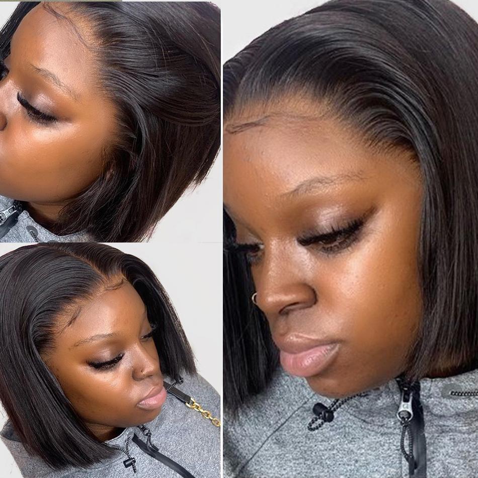 Short Bob Human Hair Lace Front Straight Hair Wigs