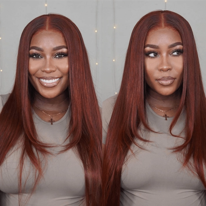 Straight Hair Reddish Brown Color Wear Go Glueless Wig