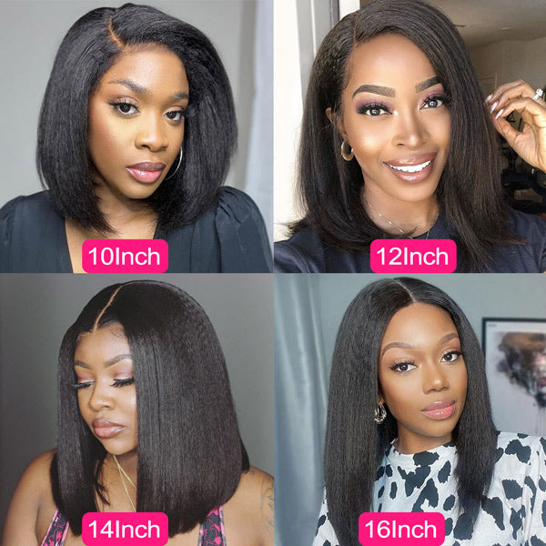 Wear Go Glueless Wigs Yaki Straight 4x6 HD Lace Front Bob Wigs