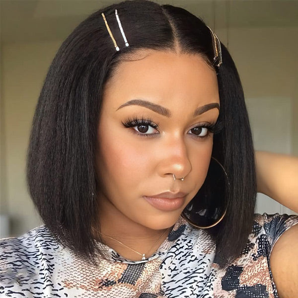 Wear Go Glueless Wigs Yaki Straight 4x6 HD Lace Front Bob Wigs
