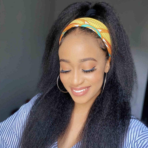 OQ HAIR Affordable Kinky Straight Human Hair Headband Wig Ready To Wear Wig No Glue Needed