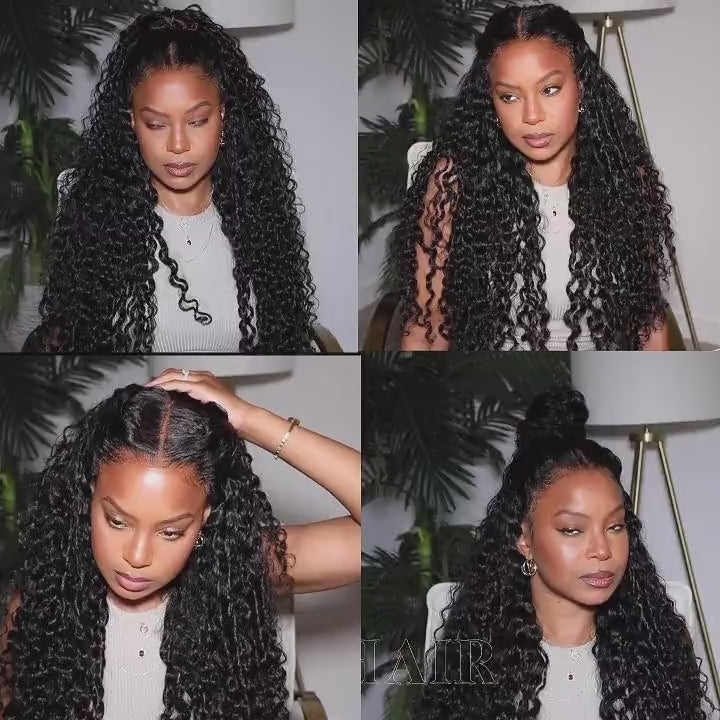 OQ HAIR Water Wave Wear Go Wig Pre-cut 7x5 HD Lace Bleached Knots Wig With Pre-plucked Hairline