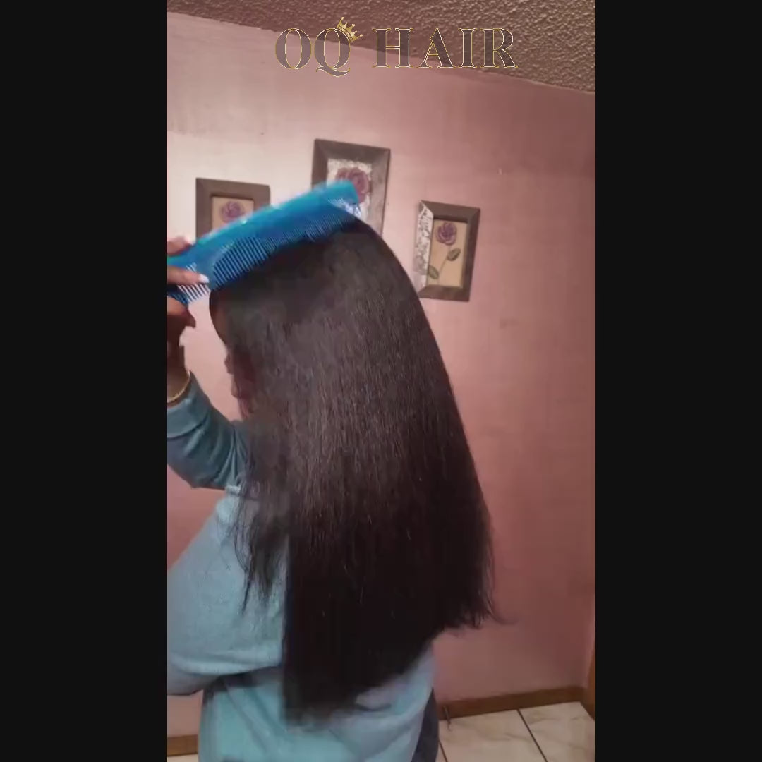 OQHAIR Kinky Straight Hair Wear Go Glueless Wigs 7x5 HD Lace Pre Cut Lace Closure Wigs