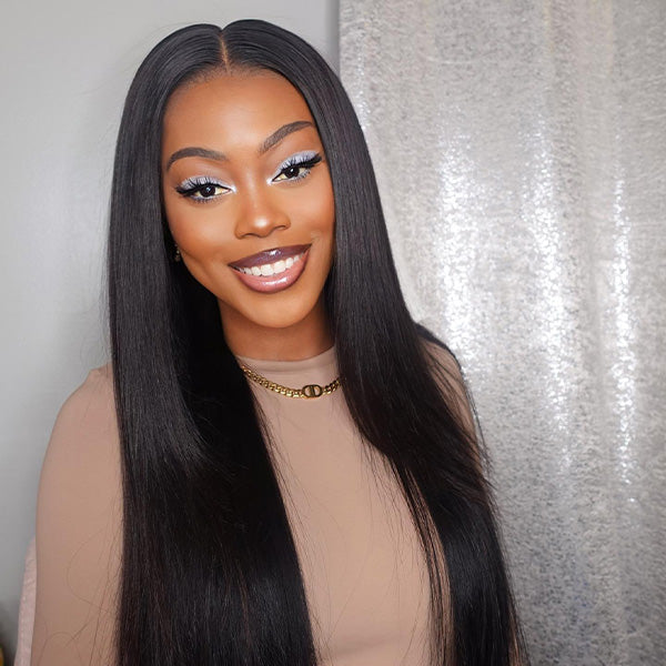 OQ HAIR M-cap Straight Wear Go Wigs Pre Cut 9x6 HD Lace Bleached Knots Glueless Wigs Human Hair Tiny Knots Pre Plucked Hairline