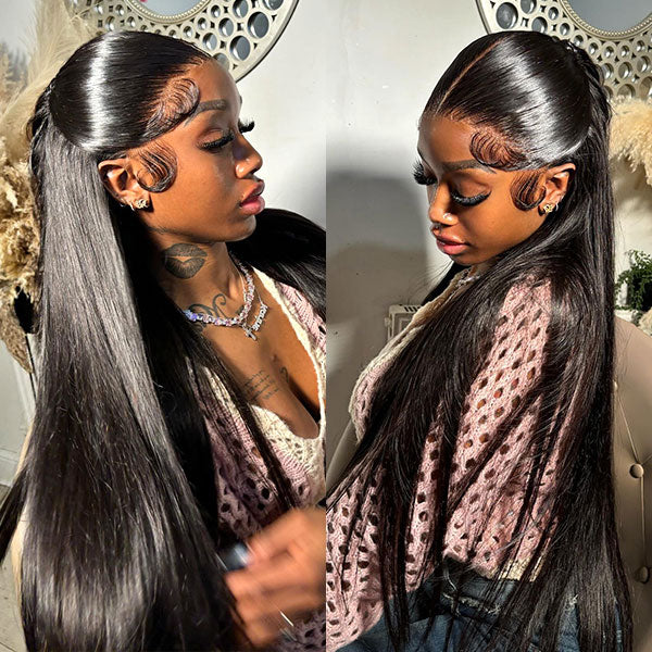 OQ HAIR M-cap Straight Wear Go Wigs Pre Cut 9x6 HD Lace Bleached Knots Glueless Wigs Human Hair Tiny Knots Pre Plucked Hairline