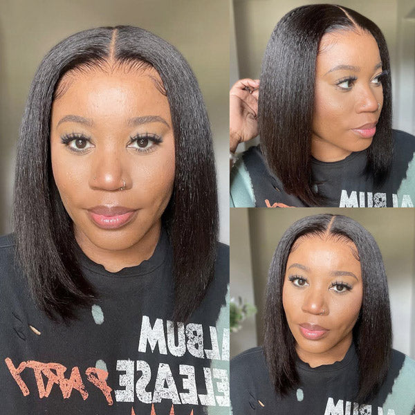 Wear Go Glueless Wigs Yaki Straight 4x6 HD Lace Front Bob Wigs