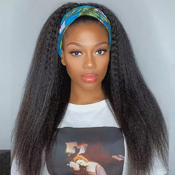 OQ HAIR Affordable Kinky Straight Human Hair Headband Wig Ready To Wear Wig No Glue Needed