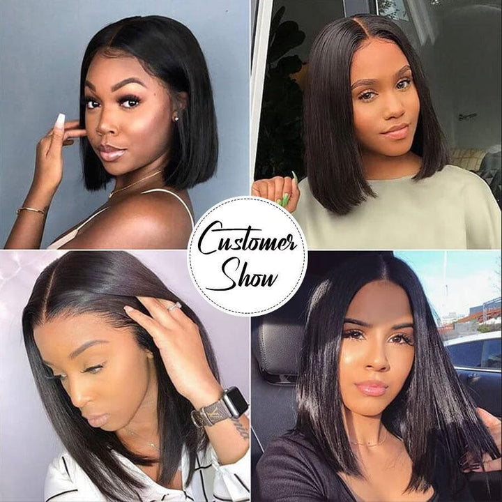 Short Bob Human Hair Lace Front Straight Hair Wigs