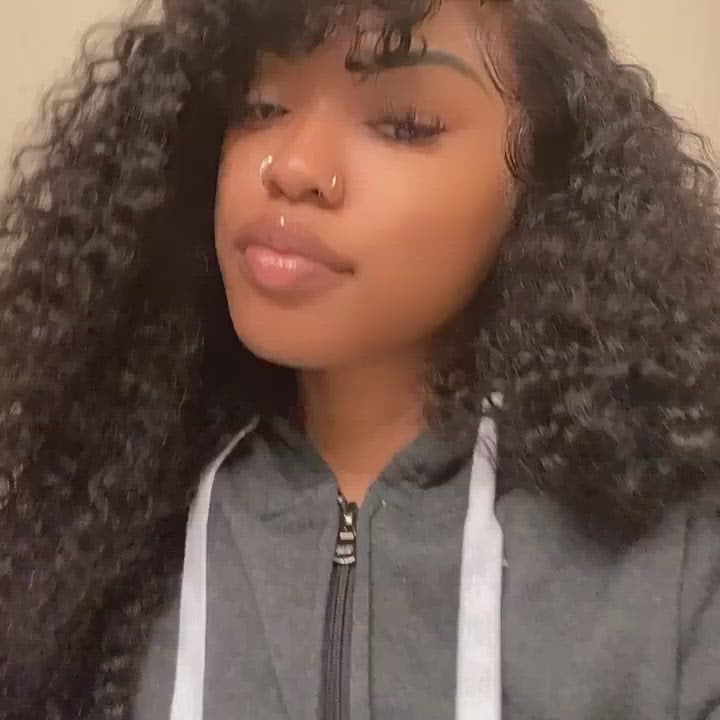 Water Wave Wigs with Bangs Machine Made Wigs for Women