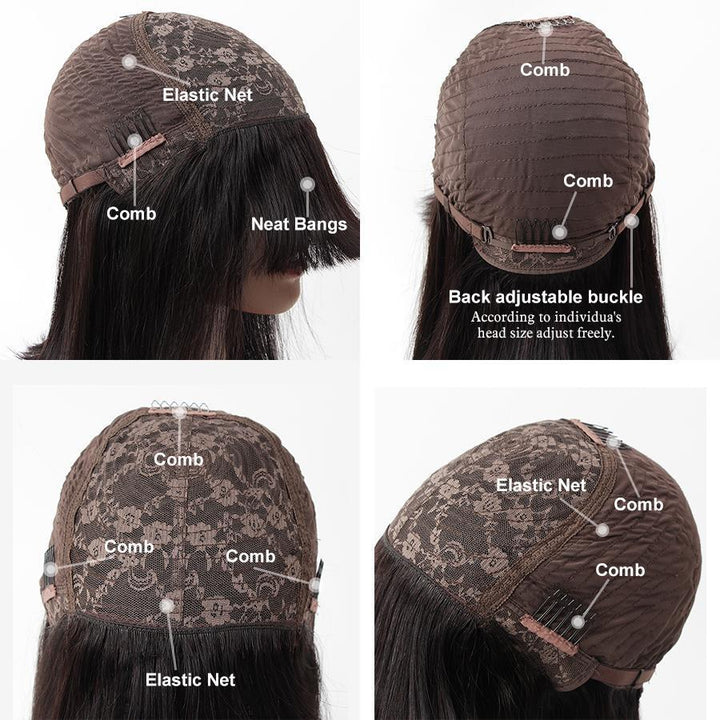 Body Wave Wig Glueless Human Hair Wigs with Bangs