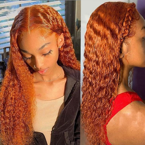Ginger 13x4 Lace Front Wig Pre Plucked Deep Wave Hair Wig Human Hair