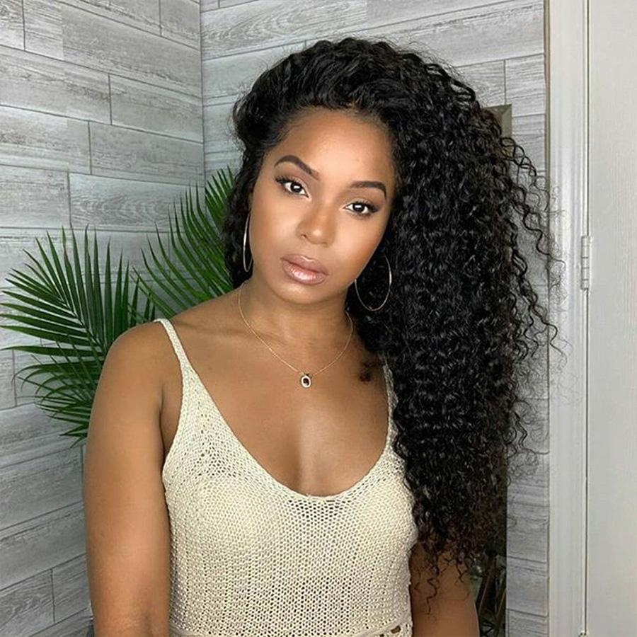 360 Lace Front Wigs 150% Density Kinky Curly Human Hair -OQHAIR