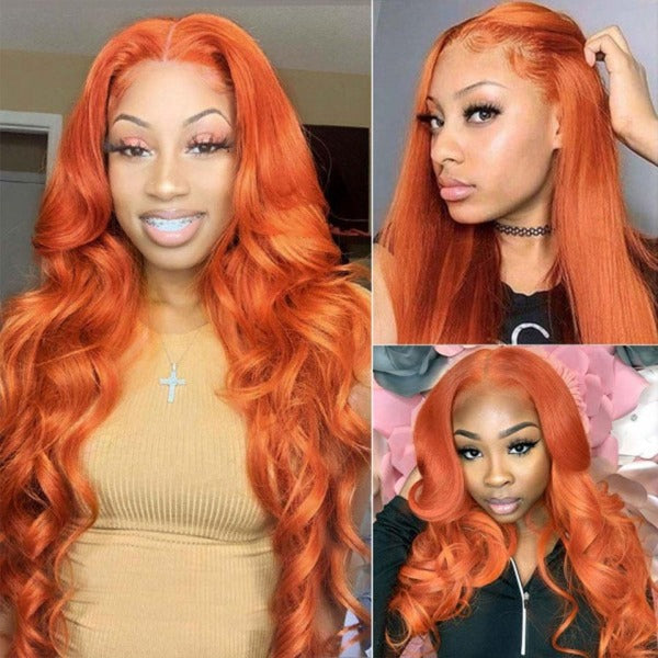 13x4 4x4 Undectedable Transparent Lace Ginger Orange Body Wave Human Virgin Hair Pre-plucked Lace Front Wigs -OQHAIR - ORIGINAL QUEEN HAIR