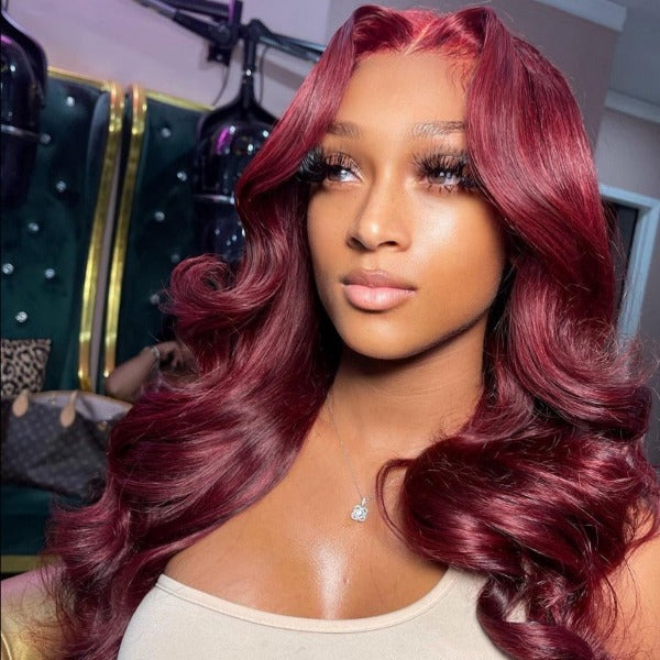 OQHAIR 13x4 4x4 Lace Frontal 99J Body Wave Human Virgin Hair Lace Front Wigs