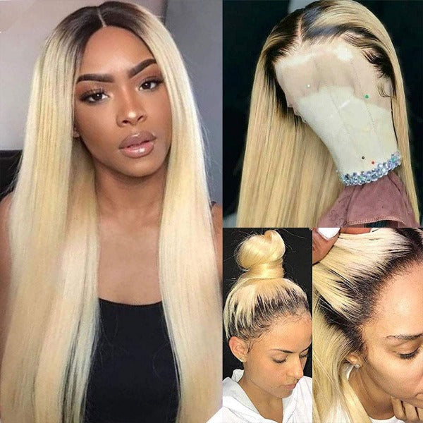 Honey Blonde Ombre 1B/613 Hair Color Lace Front Wig