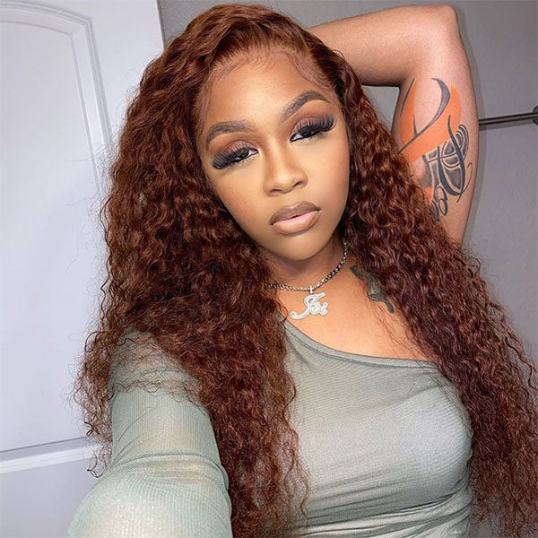 Reddish Brown Water Wave Hair Wig 13x4 Lace Front Wig