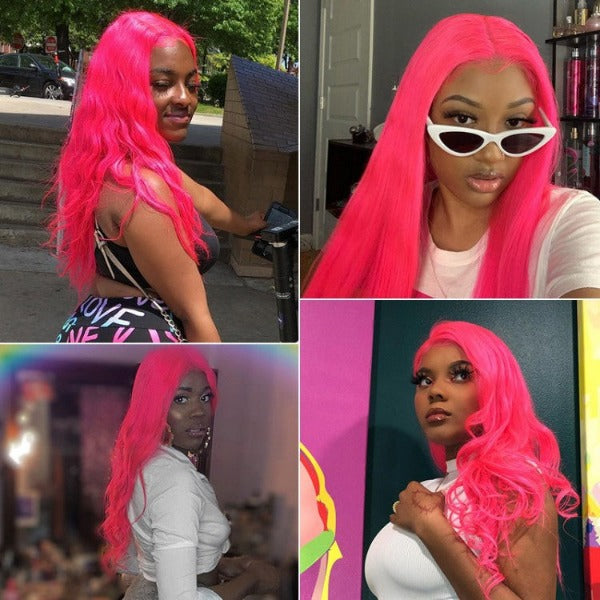 Blue & Pink & Purple Colored Human Hair Wigs Pre-Plucked