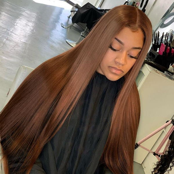 Chocolate Brown Color 13x4 4x4 Lace Front Wigs Preplucked