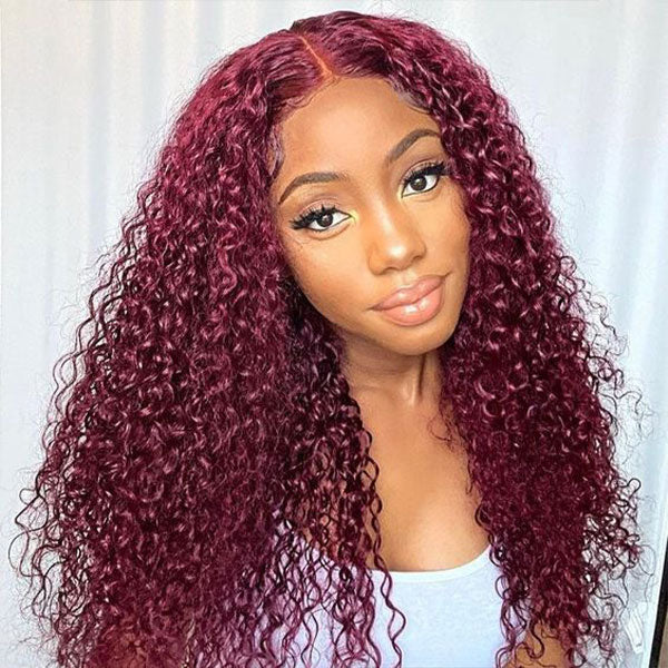 Glueless Human Hair Wigs Burgundy HD Lace Front Wig