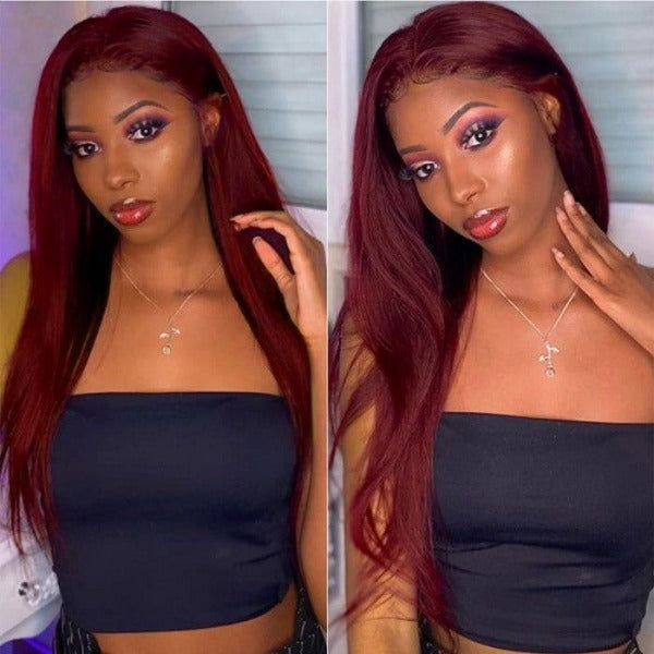 13x4 4x4 Lace Front Wigs 99J Straight Human Virgin Hair for Women -OQHAIR - ORIGINAL QUEEN HAIR