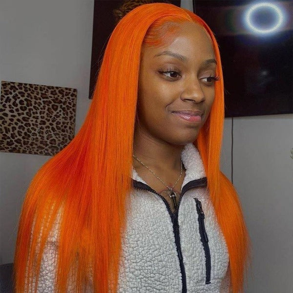 4x4 13x4 Lace Closure Wigs Straight Ginger Orange Human Virgin Hair Preplucked Lace Front Wigs with Baby Hair - ORIGINAL QUEEN HAIR