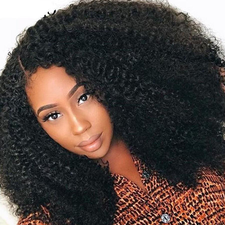 Afro Curly 4x4 Lace Closure Wigs Preplucked Human Hair Skin Melt Lace Wigs for Women - ORIGINAL QUEEN HAIR