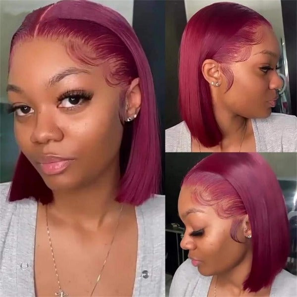 Highlight 4/27 Color & 99J Color Bob Wigs Human Virgin Hair