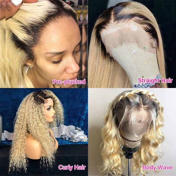 Honey Blonde Ombre 1B/613 Hair Color Lace Front Wig