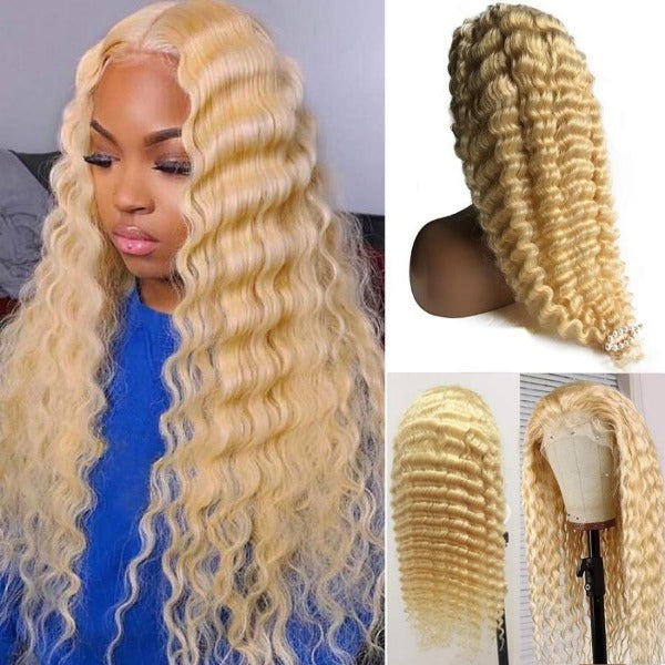 613 Blonde Deep Wave Lace Front Wig