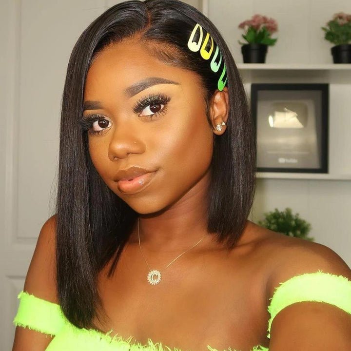 Short Bob Human Hair Lace Front Straight Hair Wigs