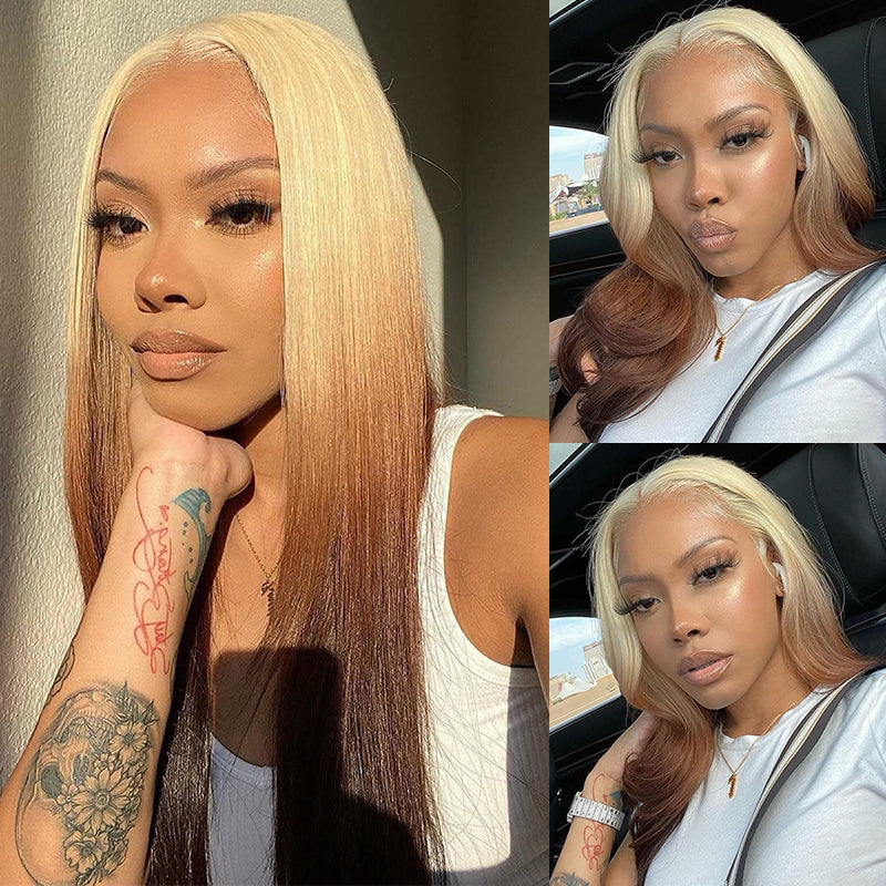 Ombre 613 Brown 13x4 Lace Frontal Wig Straight & Body Wave Preplucked Human Hair Lace Front Wigs