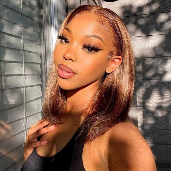 Highlight 4/27 Color & 99J Color Bob Wigs Human Virgin Hair