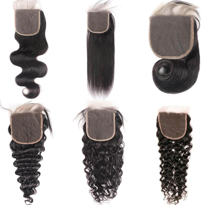 100% Virgin Hair 4X4 or 5X5 6X6 Lace Front Closure Straight Body